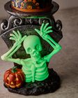 Glow-in-the-Dark Skeleton Boo! Pedestal 3-Wick Candle Holder image number null