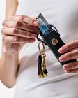 Black Textured Twist Lock with Tassel Hand Sanitizer Spray Holder image number null