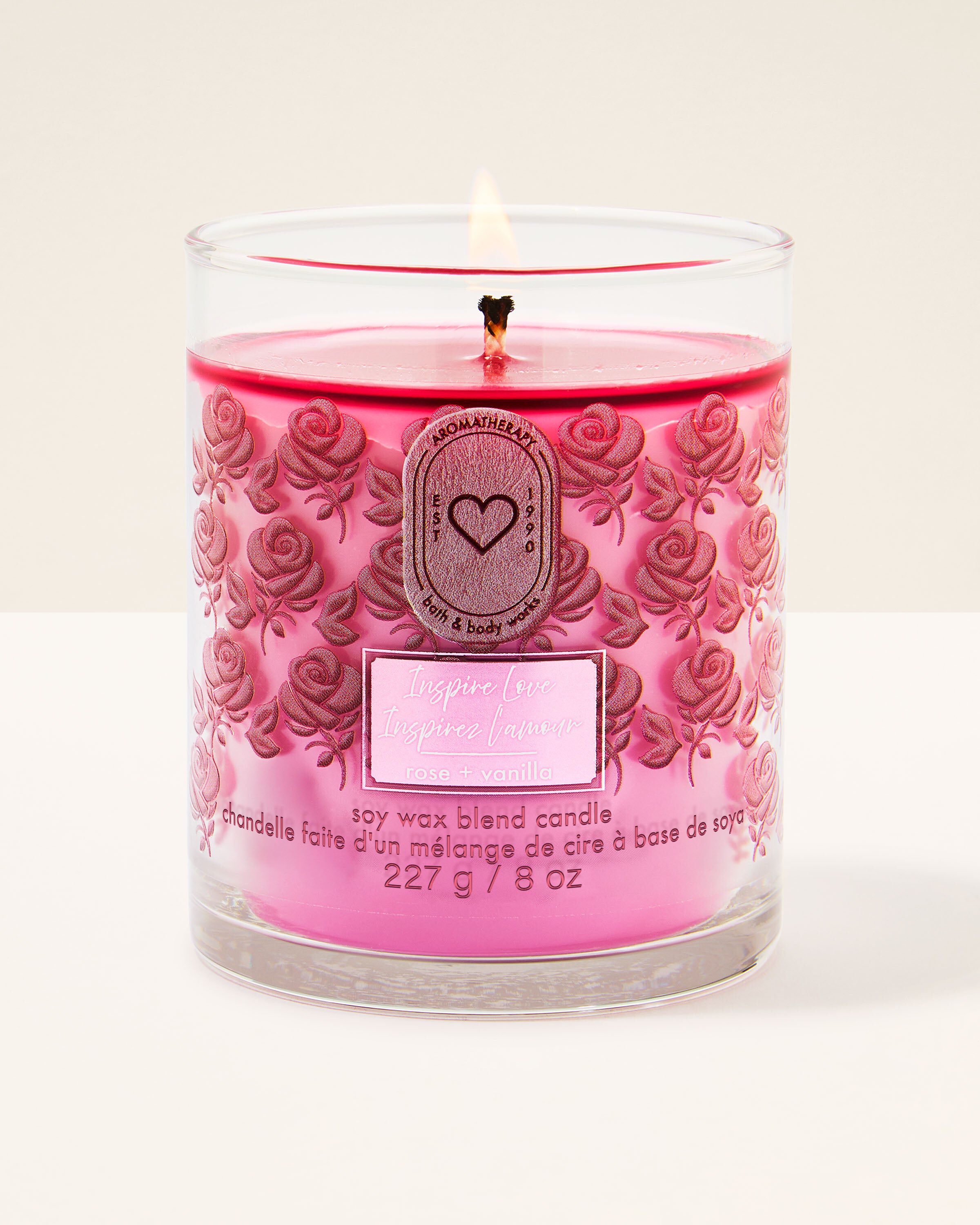 Shop Inspire Love - Rose + Vanilla Single Wick Candle | Bath