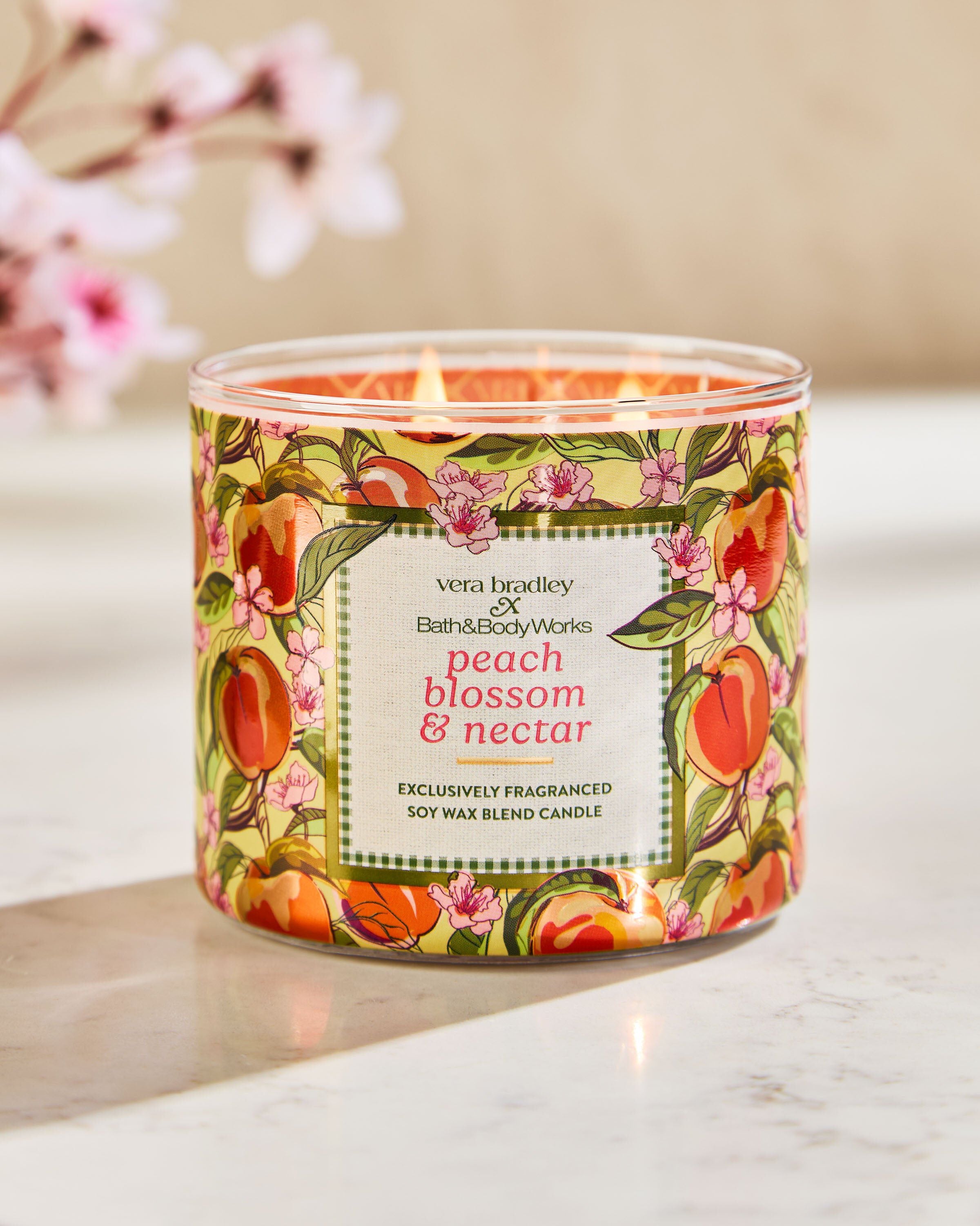 Shop Peach Blossom & Nectar 3-Wick Candle | Bath & Body Works