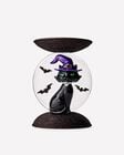 Light-up Cat and Moon Pedestal 3-Wick Candle Holder image number null