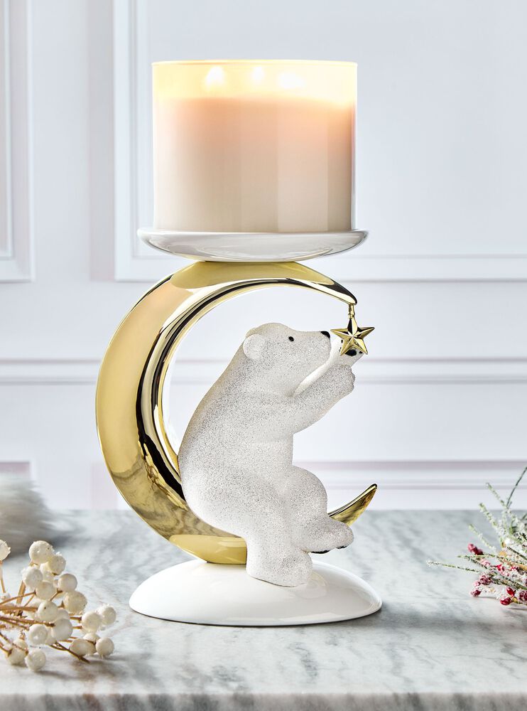 Bear & Moon Pedestal 3-Wick Candle Holder 3-Wick Candle Holder