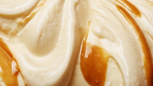 Whipped cream drizzled with caramel