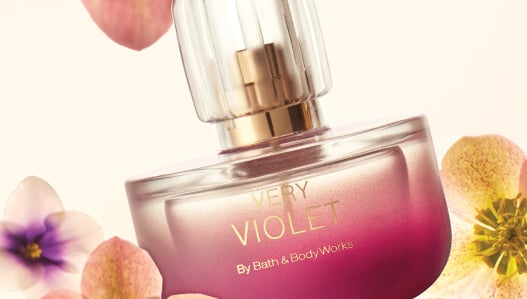 Very Violet fine fragrance mist being sprayed